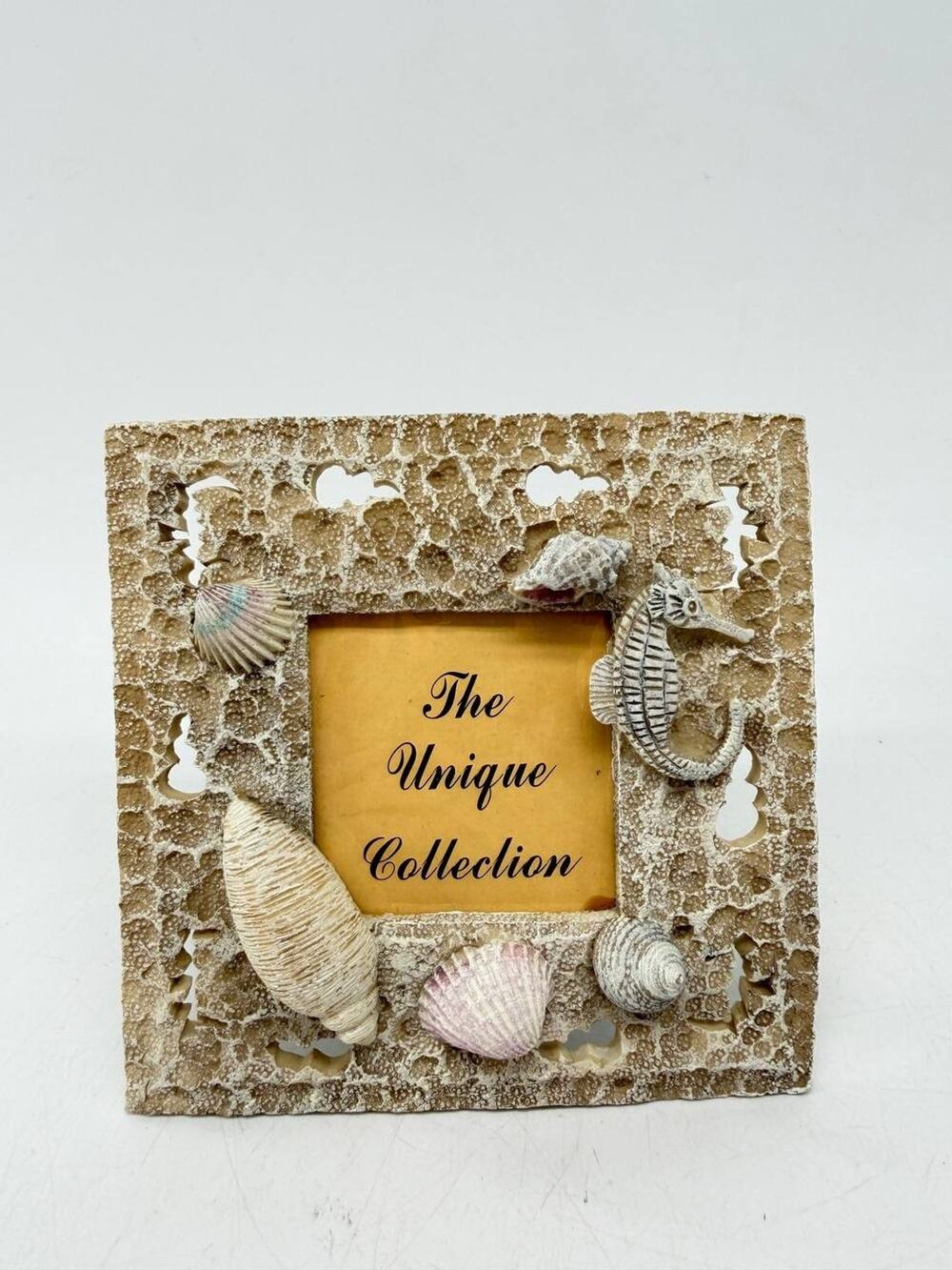 The Unique Collection Coastal Seashell Seahorse Resin Photo Frame New